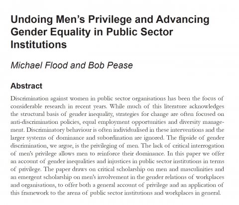 Flood Pease, Undoing men's priv - Abstract