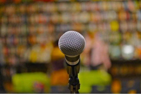 Microphone with blurred background