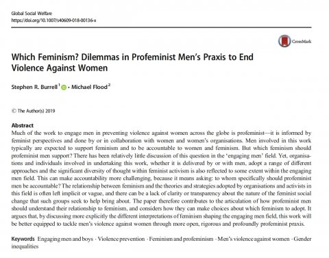 Burrell Flood, Which Feminism - Dilemmas in Profeminist Men’s Praxis 2019 - Abstract