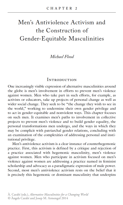 Flood, Men's anti-violence activism and alternative masculinities 2014 1st page